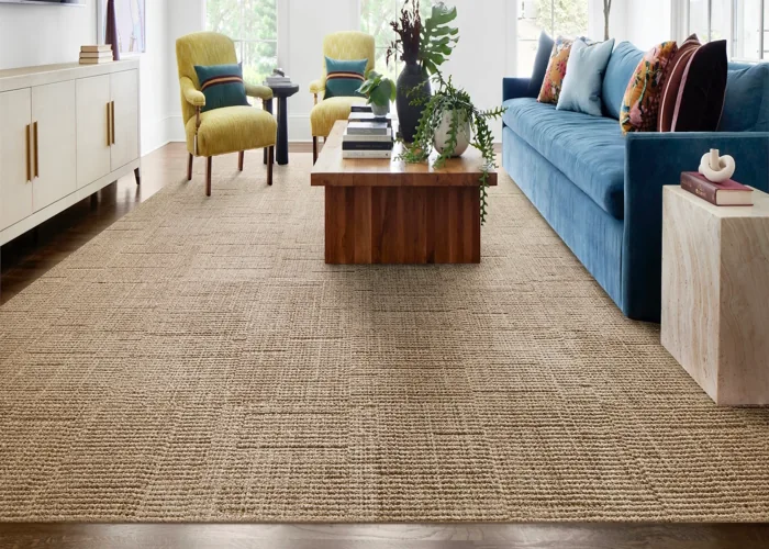 Natural jute rug in living room