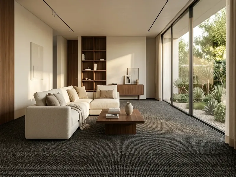 Dark grey natural sisal carpet living room