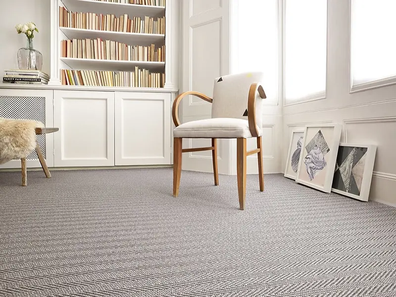 Grey chevron sisal carpet modern living room